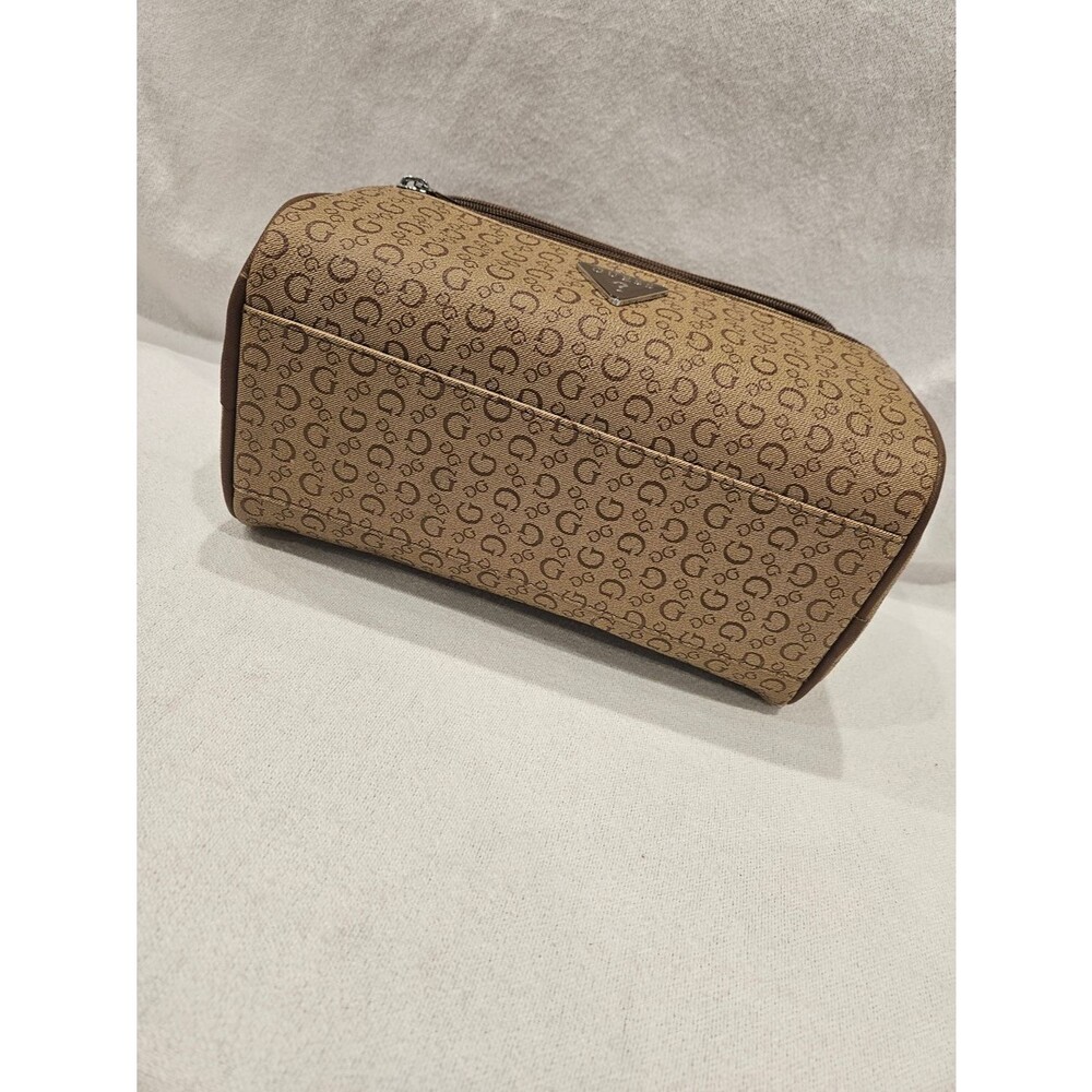 GUESS Monogram Travel Toiletry Case Cosmetic Bag With Zipper Top Front Unisex - Picture 9 of 10